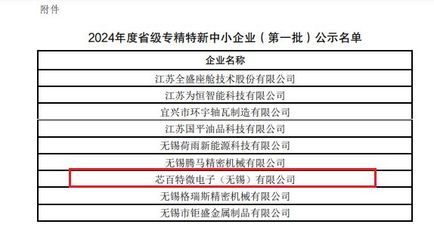 芯百特通過(guò)2024江蘇省"專精特新"中小企業(yè)認(rèn)定